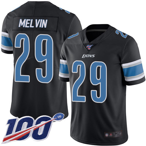 Detroit Lions Limited Black Youth Rashaan Melvin Jersey NFL Football #29 100th Season Rush Vapor Untouchable->youth nfl jersey->Youth Jersey